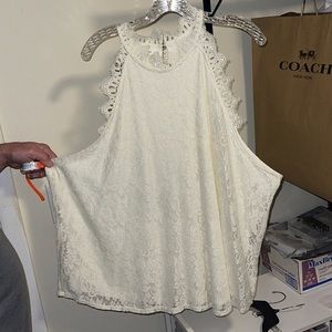 Maurices white sleeveless top with lace. 3X
